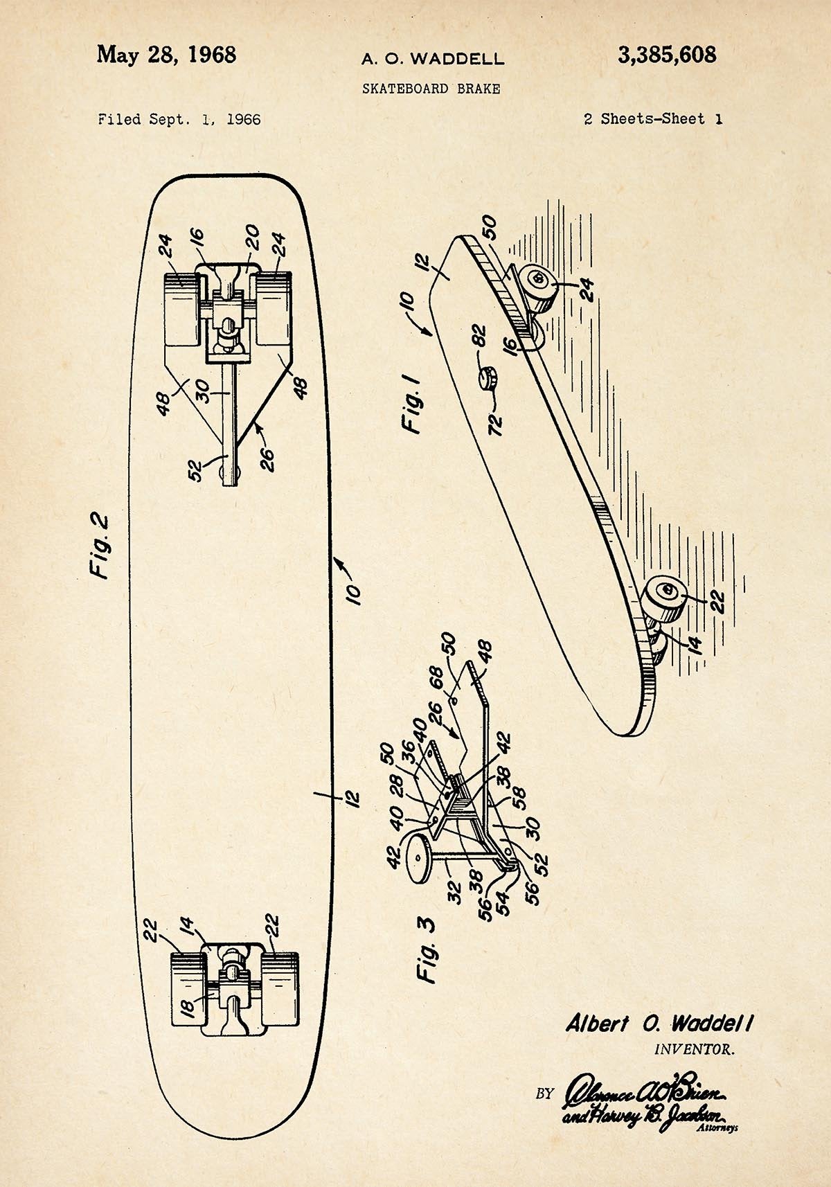 Skateboard B Patent Poster