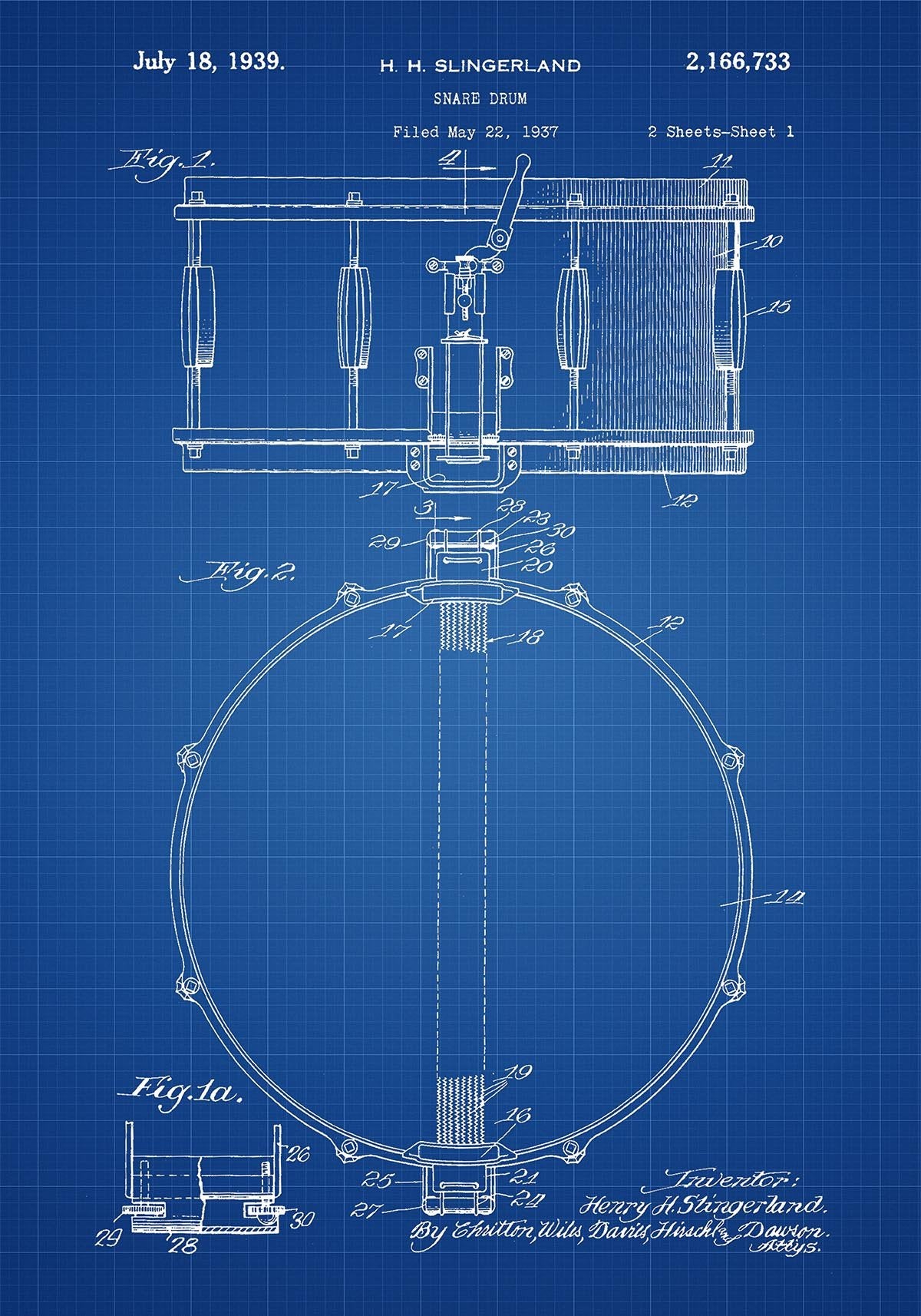 Snare Drum B Patent Poster