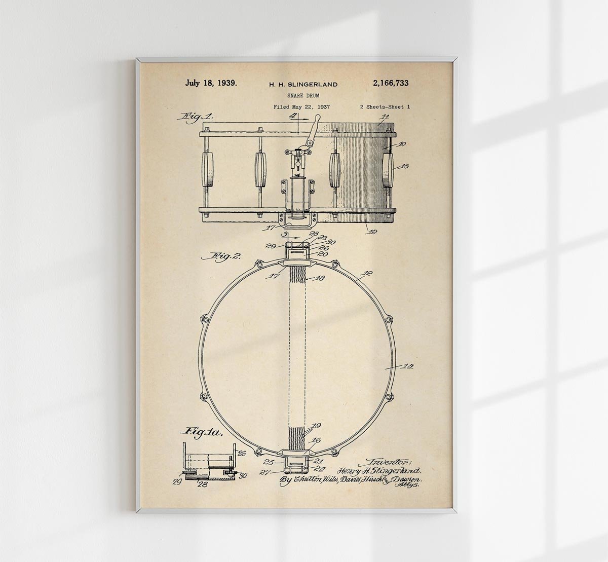 Snare Drum B Patent Poster