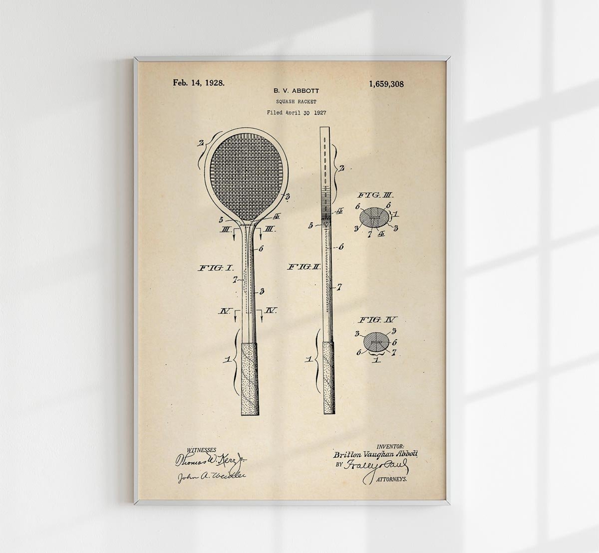 Squash Racket Patent Poster