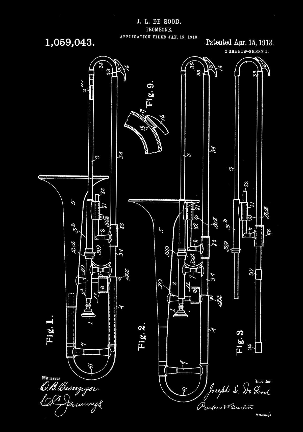 Trombone Patent Poster