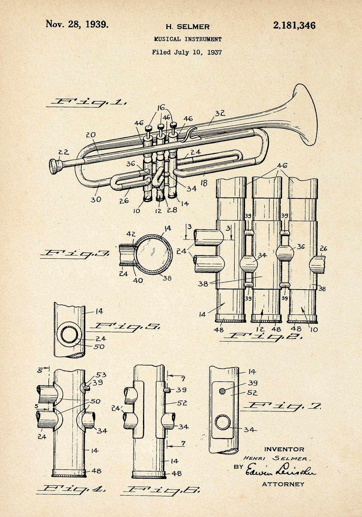 Trumpet Patent Poster