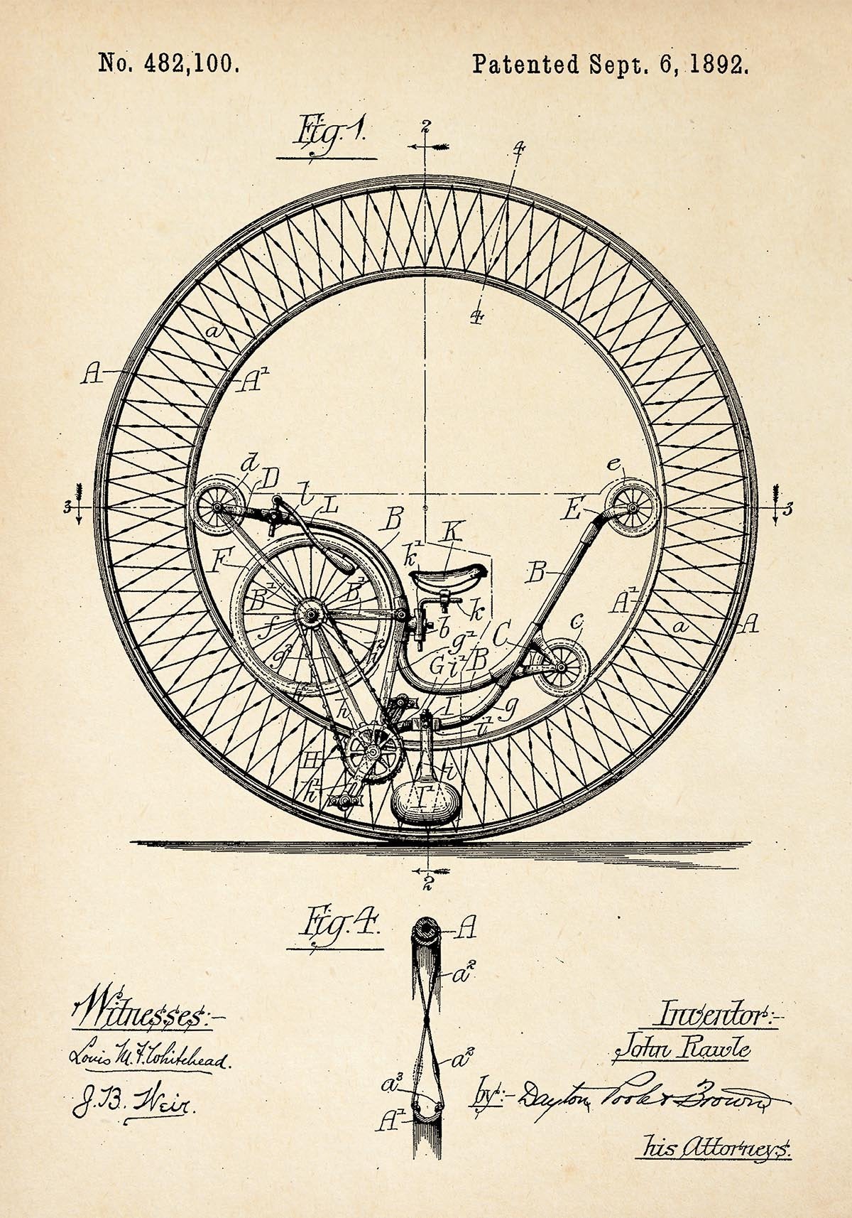 Bicycle Contraption Patent Poster
