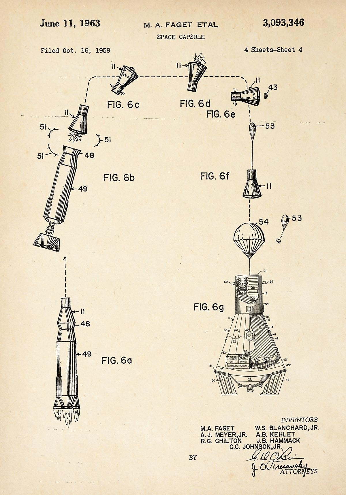 Space Capsule Patent Poster