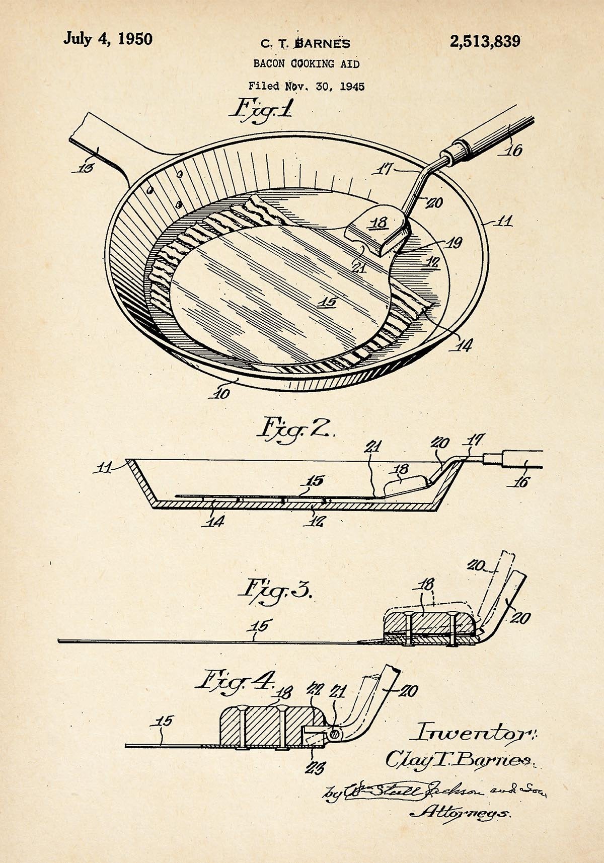 Bacon Cooking Aid Patent Poster