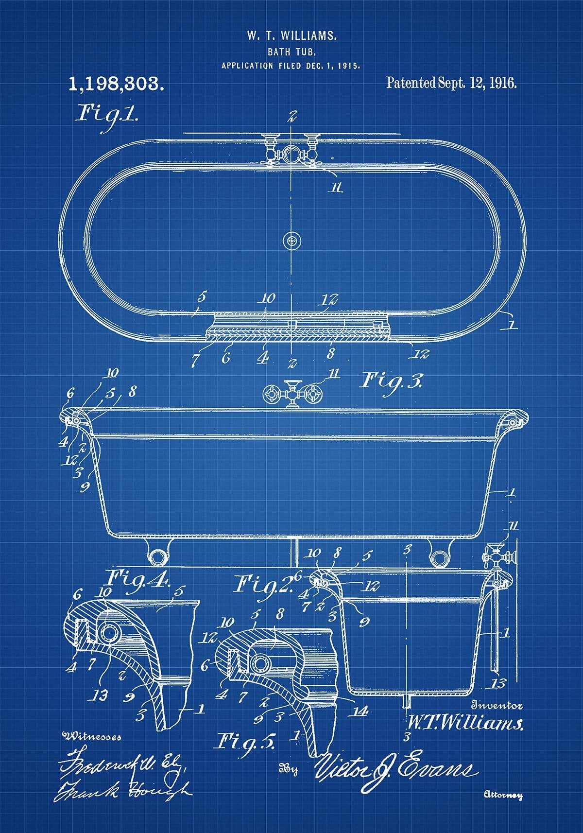 Bath Tub Patent Poster