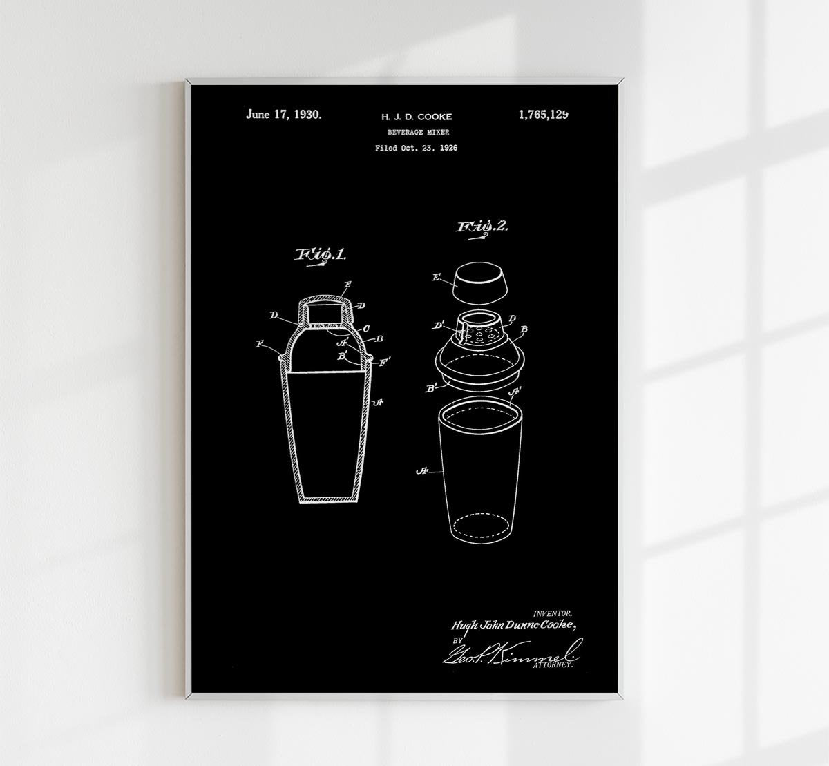 Cocktail Shaker Patent Poster