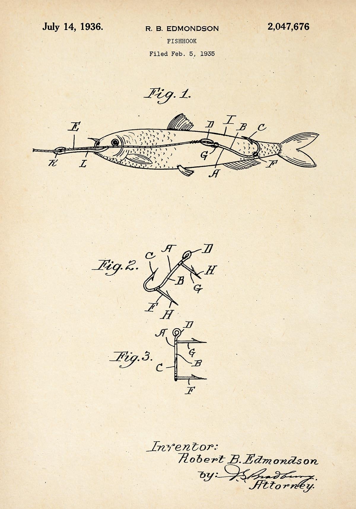 Fishing Rod B Patent Poster