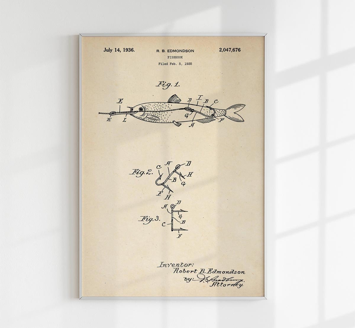 Fishing Rod B Patent Poster