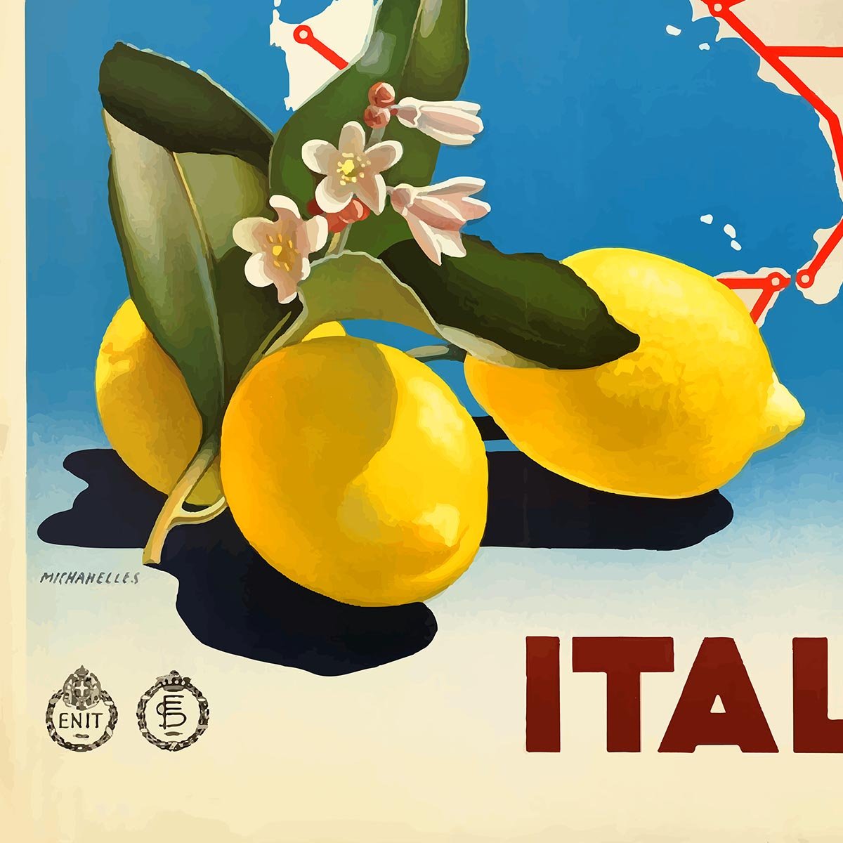 Italy Map Travel Poster