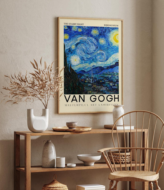 Starry Night Vertical Art Exhibition Poster by Van Gogh