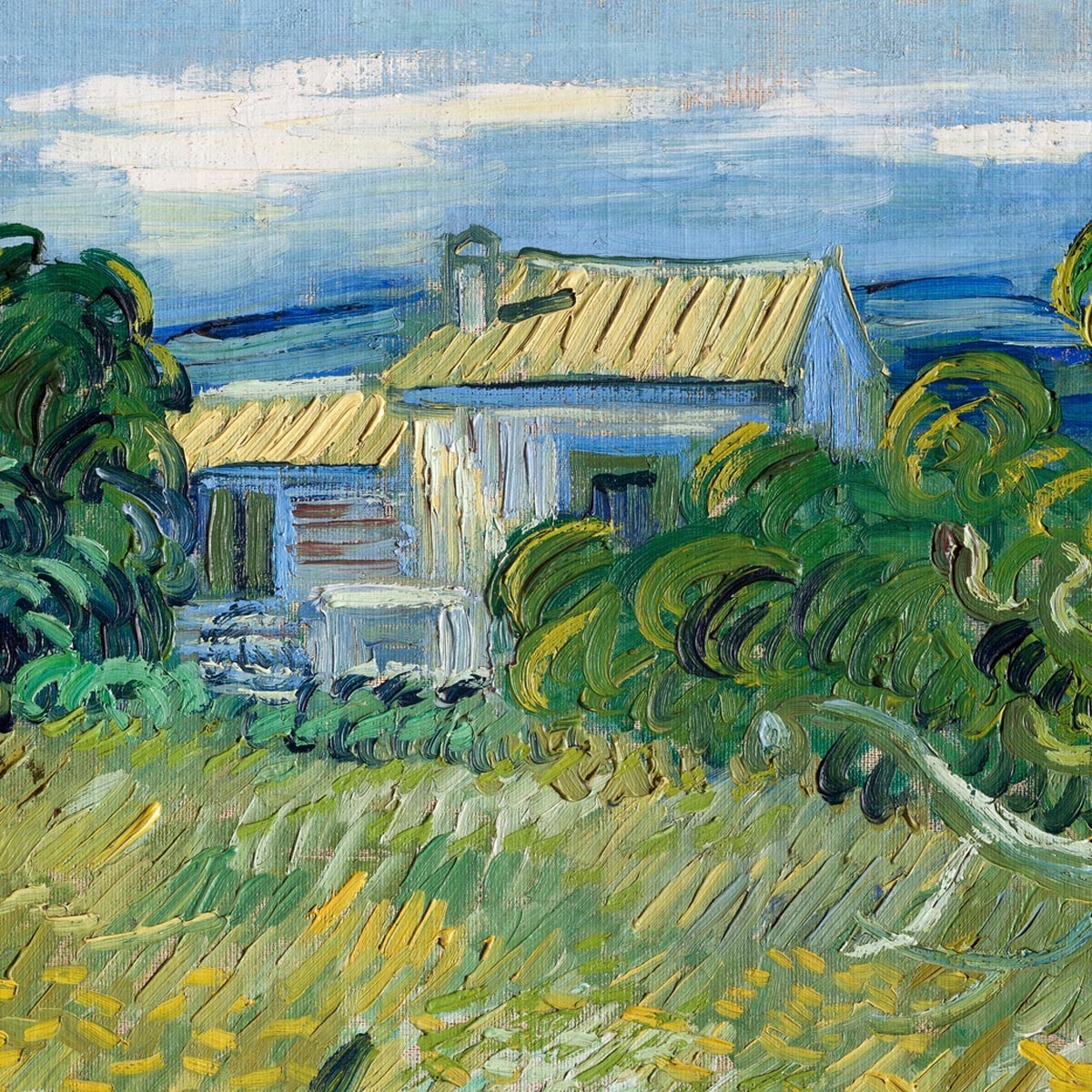 Green Wheat Field with Cypress Art Print by Van Gogh