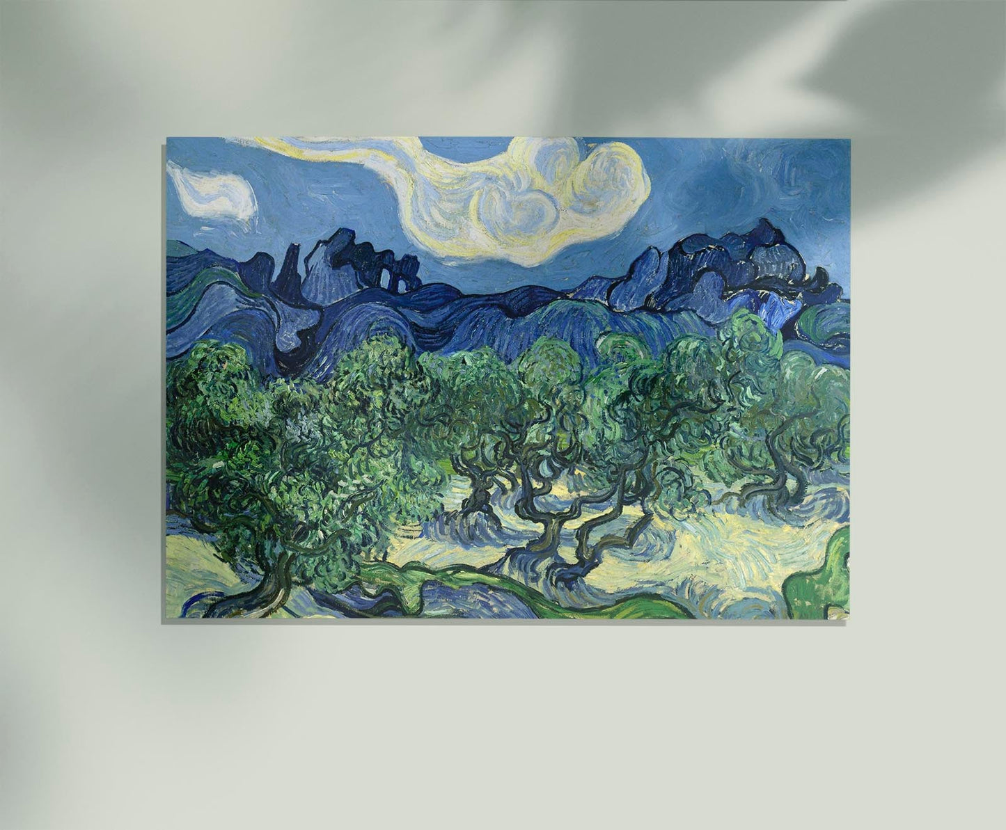 Olive Trees with the Alpilles in the Background Art Print by Van Gogh