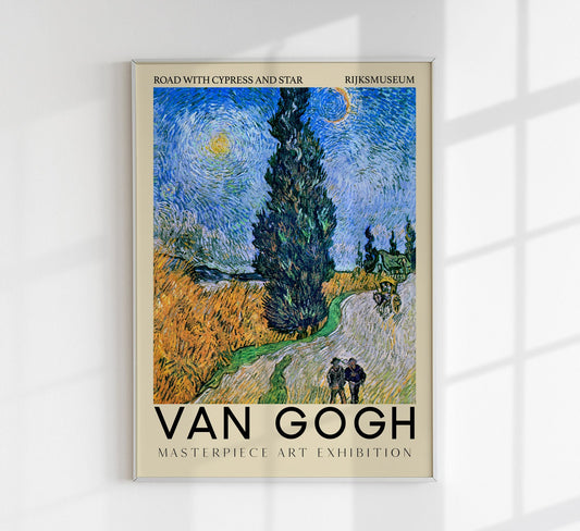 Road with Cypress and Star Art Exhibition Poster by Van Gogh