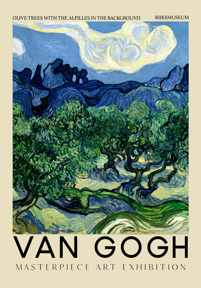 Olive Trees with the Alpilles in the Background Art Exhibition Poster by Van Gogh