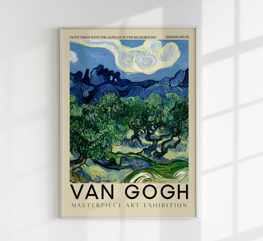 Olive Trees with the Alpilles in the Background Art Exhibition Poster by Van Gogh