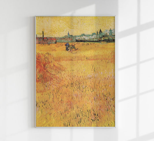 Wheat Field with View of Arles Art Print by Van Gogh