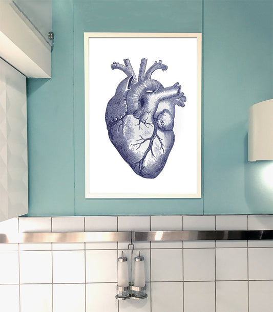 Blue Heart Anatomical Poster