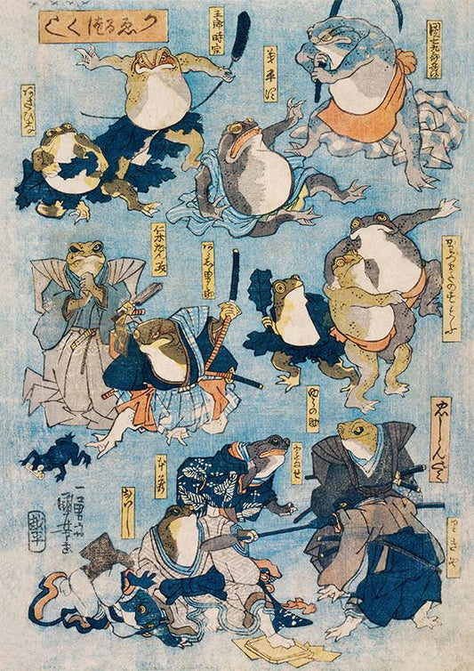 Samurai Frogs by Utagawa Kuniyoshi Poster